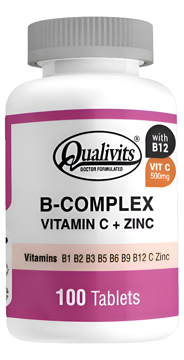 Qualivits B-complex + Vitamina C + Zinc 100 Tabletas Sabor Sin Sabor