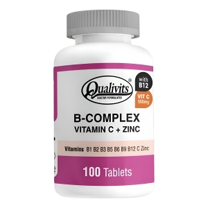 Qualivits B-complex + Vitamina C + Zinc 100 Tabletas Sabor Sin Sabor