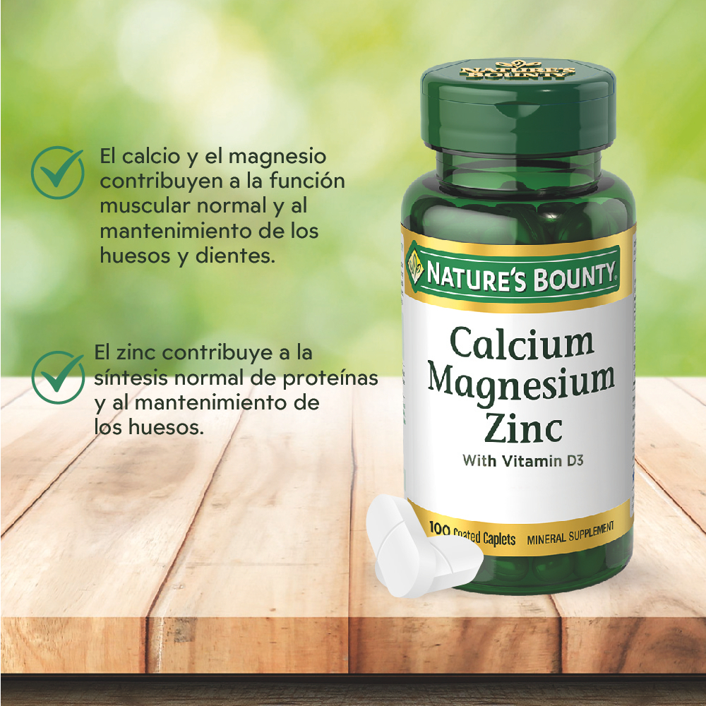 Suplemento En Comprimidos Nature's Bounty Calcium Magnesium Zinc & Vit. D3 En Pote 100 Un Sin Sabor - Imagen 10