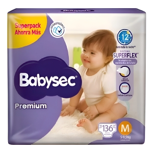 Pañales Babysec Premium M 136 Unidades
