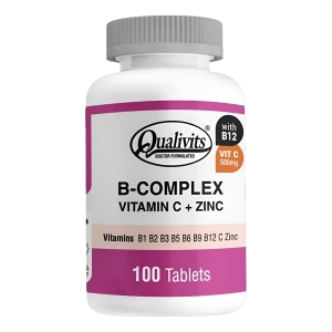 Qualivits B-complex + Vitamina C + Zinc 100 Tabletas Sabor Sin Sabor