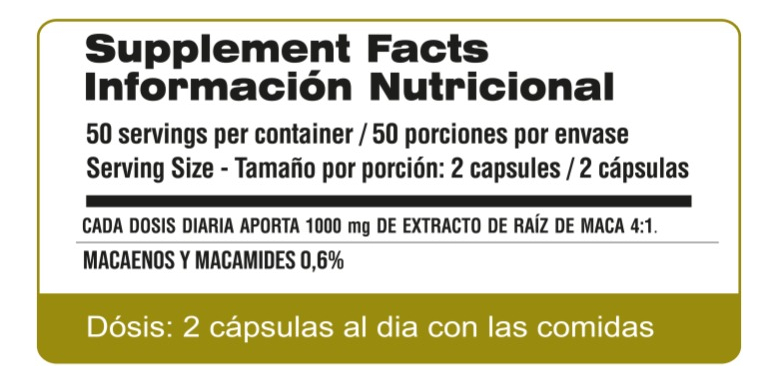 Extracto De Maca Qualivits(R) 500mg X 100 Cápsulas - Imagen 2