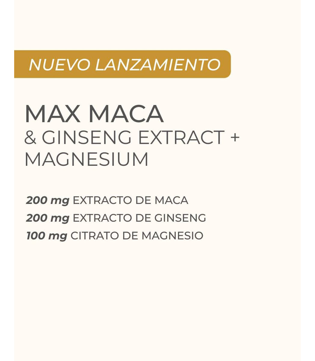 Max Maca Con Ginseng Qualivits(R) + Magnesio X 60 Tabletas Sabor Natural - Imagen 3