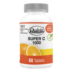 Super C 1000 Mg + Zinc X 60 Tabletas Vitamina C Qualivits(R) Sabor Natural