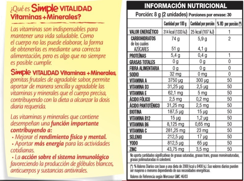 Simple Vitalidad Frasco 60 Unidades Sabor Frutilla - Imagen 6