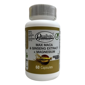 Max Maca Con Ginseng Qualivits(R) + Magnesio X 60 Tabletas Sabor Natural