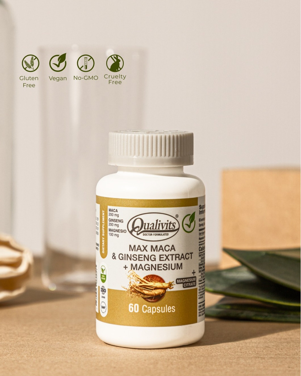 Max Maca Con Ginseng Qualivits(R) + Magnesio X 60 Tabletas Sabor Natural - Imagen 2