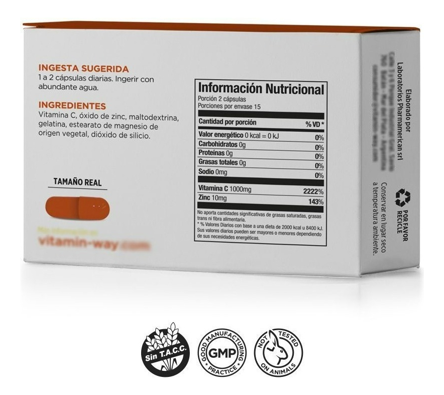 Vitamin Way Vitamina C Zinc Antioxidante Fortalece Defensas Sabor No - Imagen 4