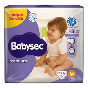 Pañales Babysec Premium M 136 Unidades