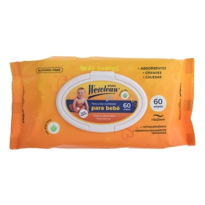 Toallitas Húmedas Bebé Wetclean X60 Aloe Vera Hipoalergénicas