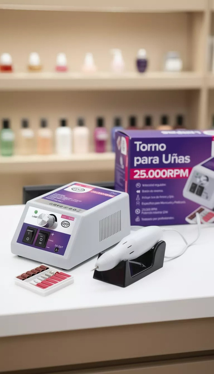 Torno Profesional Gnp 25000rpm Idea Uñas Pedicura Manícura Color Blanco - Imagen 7