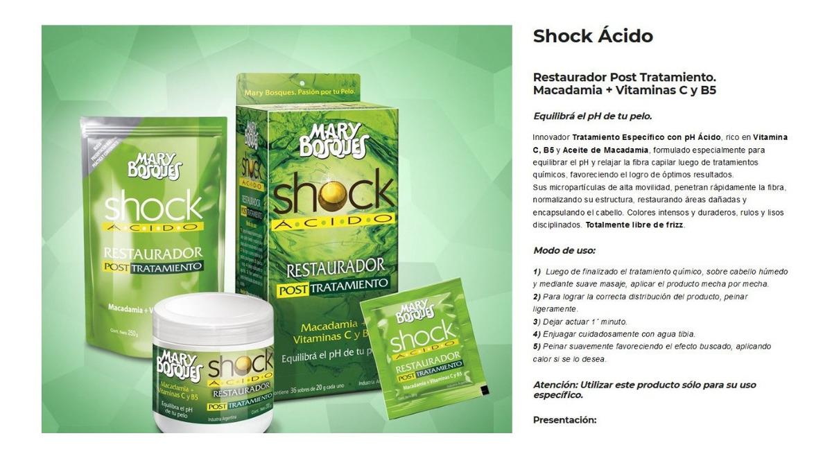 Mary Bosques Shock Acido Restaurador X 250g - Doypack Promo - Imagen 4