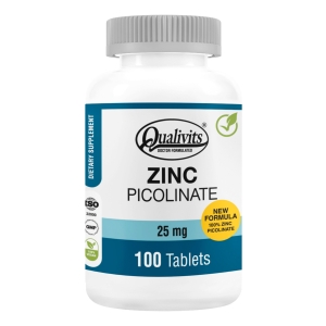 Zinc Picolinato 25 Mg Qualivits - 100 Tabletas Vegano Sabor Sin Sabor