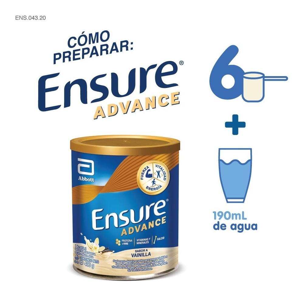Suplemento En Polvo Ensure Carbohidratos De Ensure Advance Sabor Vainilla X 400g - Imagen 3