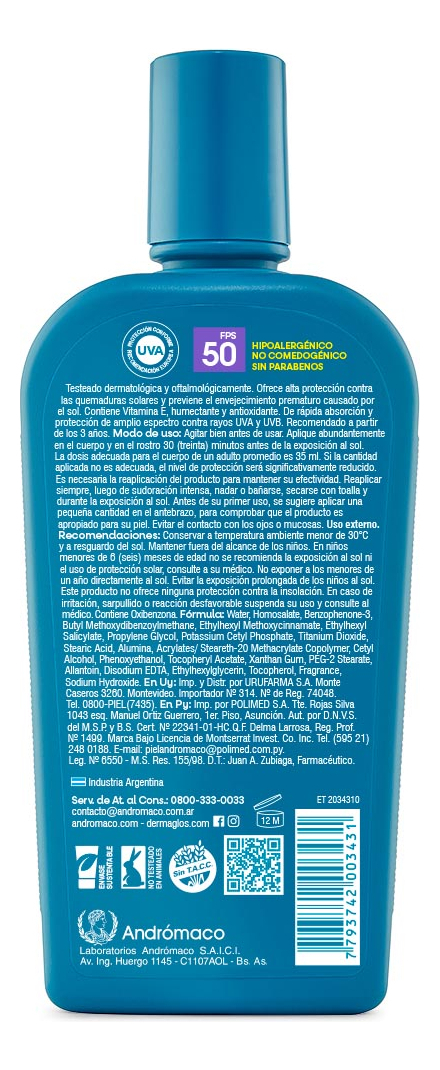 Protector Solar Dermaglós Solar Factor 50 Ra Fps 250 Ml. - Imagen 2