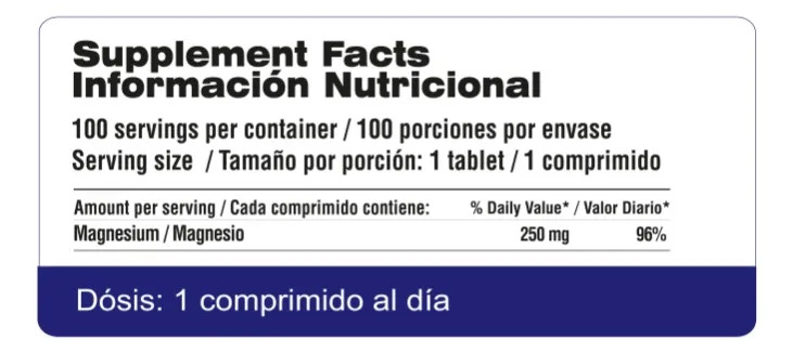Citrato De Magnesio Qualivits(R) 250mg X 100 Tabletas - Imagen 2