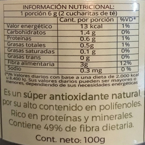 Vitanna Harina De Orujo De Uva Tannat - 100 Gramos - Imagen 2