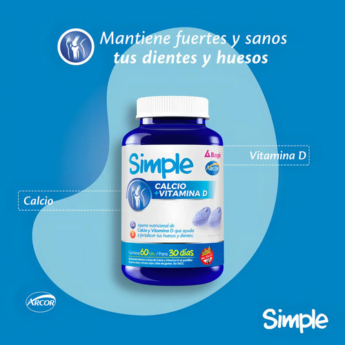 Suplemento En Gomitas Simple Sabor Frutos Rojos De 60 Un - Imagen 3