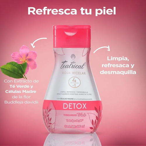 Teatrical Agua Micelar Detox Con Células Madre 600 Ml - Imagen 3