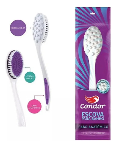 Cepillo Para La Espalda Con Masajeador Condor Baño Ducha - Imagen 2
