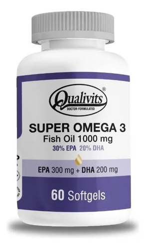 Super Omega 3 Fish Oil Qualivits 60 Cápsulas Sabor Sin Sabor Natural