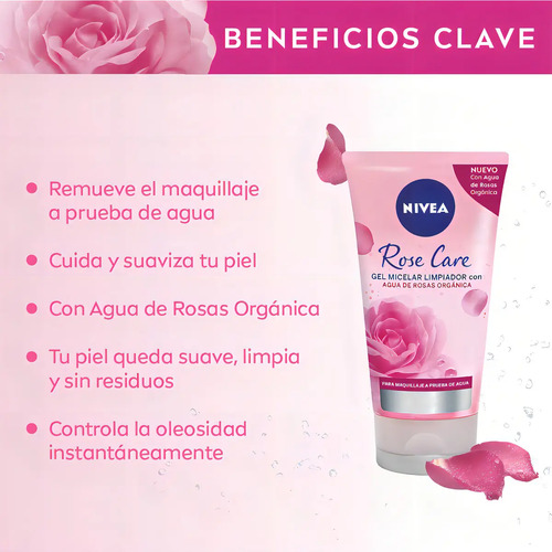 Gel Limpiador Micelar Nivea Rose Care 150 Ml - Imagen 3