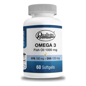 Omega 3 Fish Oil 1000mg 60 Cápsulas Blandas Qualivits Dha 120mg Epa 180mg Natural