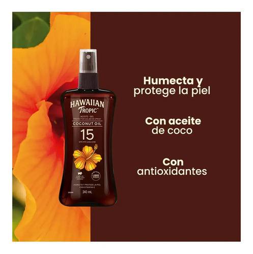 Hawaiian Tropic Aceite Bronceador Fps 15 - 240ml Spray - Imagen 8