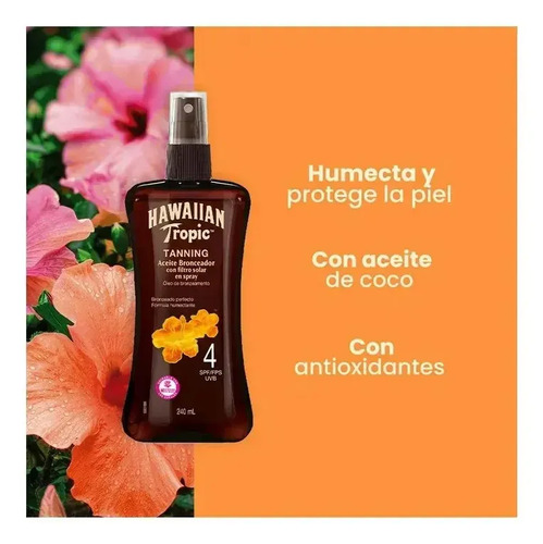 Bronceador Hawaiian Tropic Tanning 4 Fps Spray 240 Ml - Imagen 5