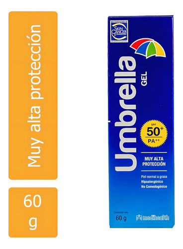 Medihealth Protector Solar Gel Umbrella Spf 50+ Piel Normal A Grasa 60g - Imagen 2