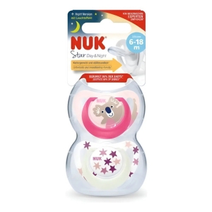 Chupetes Nuk Star Day & Night Bebe Luminoso Pack X 2 6/18 M