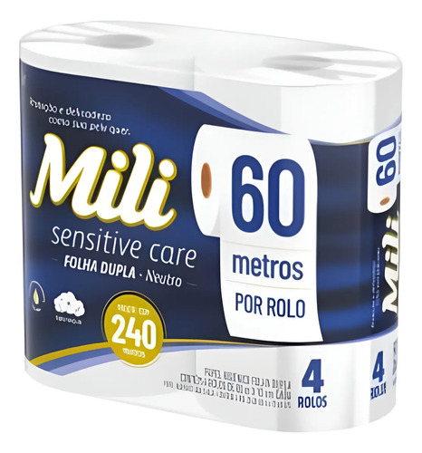 Papel Higienico Mili X 4 Rollos 60 Metros Doble Hoja