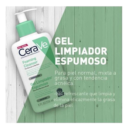 Cerave Gel Facial Limpiador Espumoso X236ml Sangar - Imagen 3