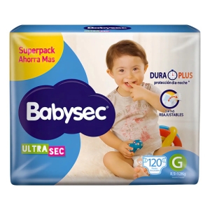 Babysec Ultrasec Pañales Talle G Paquete 120 Unidades