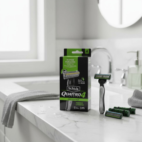 Afeitadora Quattro4 Titanium Piel Sensible Recargable 3 Cart - Imagen 2