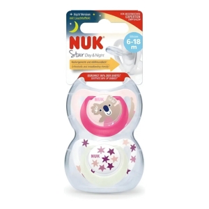 Chupetes Nuk Star Day & Night Bebe Luminoso Pack X 2 Un Color 6/18 Koala Rosa 0-6 Meses