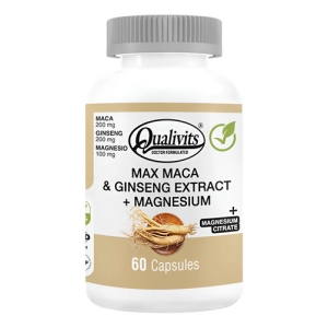 Max Maca Con Ginseng Qualivits(R) + Magnesio X 60 Tabletas Sabor Natural