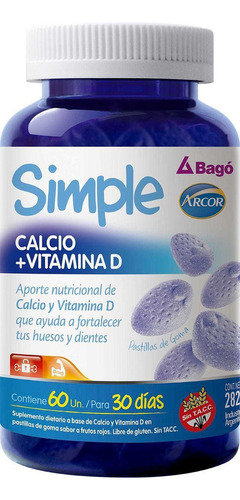 Suplemento En Gomitas Simple Sabor Frutos Rojos De 60 Un - Imagen 2