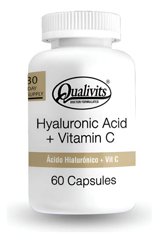 Suplemento Cápsulas Ácido Hialurónico 60mg Vitamina C 40mg Qualivits Sin Sabor