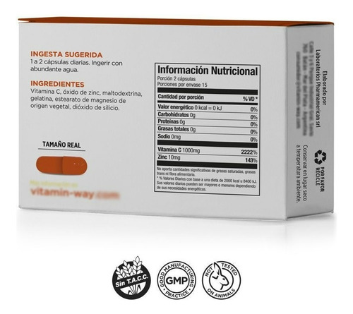 Vitamin Way Vitamina C Zinc Antioxidante Fortalece Defensas Sabor No - Imagen 4
