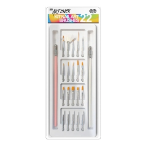 Set De Pinceles De Arte En Uñas 22 Piezas Con Liners Gnp