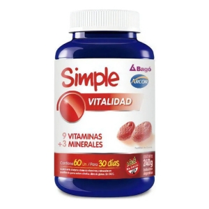 Arcor Bagó Simple Vitalidad 60 Unidades Sabor Frutilla Vitaminas Y Minerales