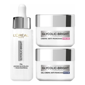 Loreal Glycolic Bright: Crema Día Fps30 ,crema Noche Y Sérum