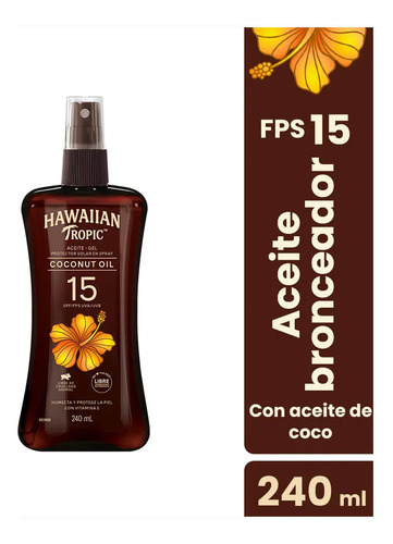 Hawaiian Tropic Aceite Bronceador Fps 15 - 240ml Spray - Imagen 7