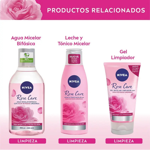 Nivea Crema Facial Hidratante En Gel Rose Care 50 Ml - Imagen 6