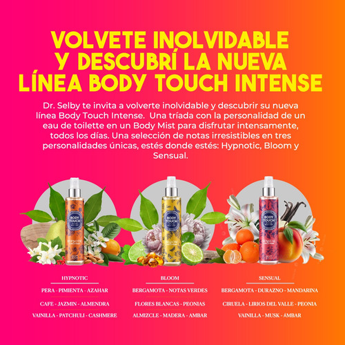 Body Touch Intense Dr. Selby Body Mist Con Aloe Vera 200ml - Imagen 12
