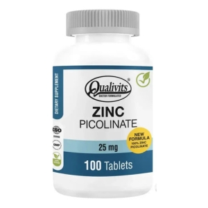 Zinc Picolinato 25 Mg Qualivits - 100 Tabletas Vegano Sabor Sin Sabor