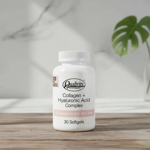 Suplemento Colágeno Hidrolizado Marino Ácido Hialurónico Qualivits 30 Cápsulas Natural - Imagen 2