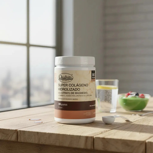 Super Colágeno Hidrolizado Qualivits Sabor Natural + Citrato Magnesio 300g - Imagen 3