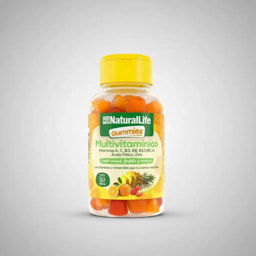 Multivitamínico Natural Life Gomas Vitaminas Minerales Sin Azúcar Lactosa Ananá, Frutilla Y Naranja - Imagen 6